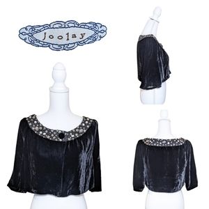 JOOLAY Sequined/Beaded Velvet Evening Jacket/Shrug 20s/30s Vibe